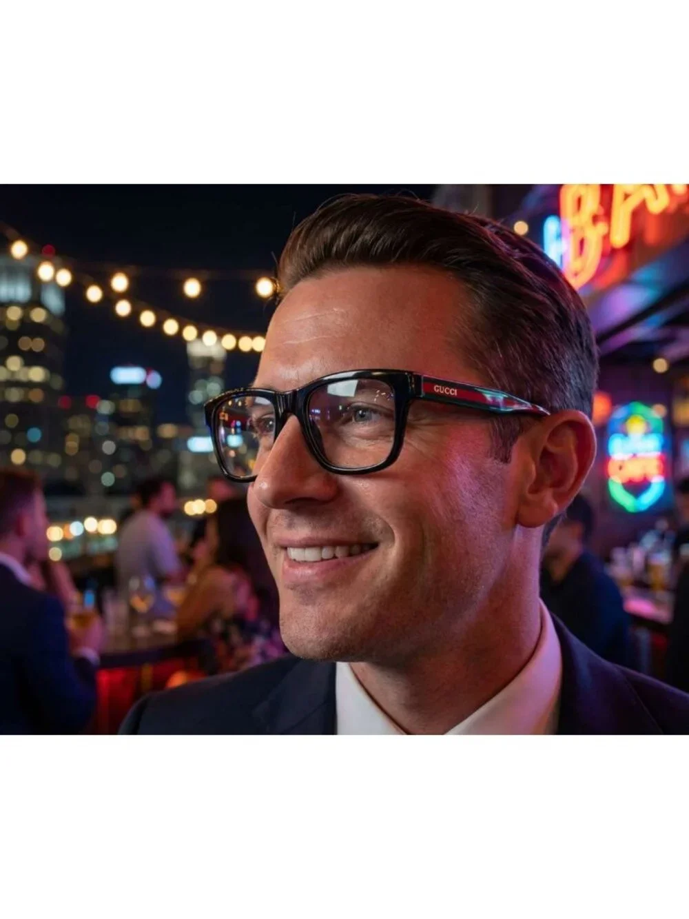 Gucci GG1870O 001 Square Eyeglasses - Black/Green/Red 53mm